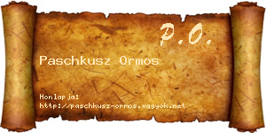 Paschkusz Ormos névjegykártya